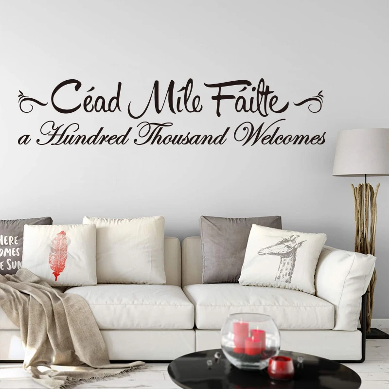 Irish Cead Mile Faite a hundred thousand welcomes Quote Wall Sticker Living Room Hello Welcome Words Wall Decal Vinyl Home Decor (2)