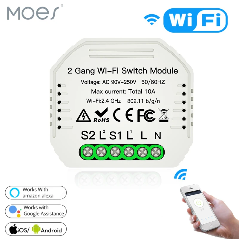 2 Gang WiFi Smart Light Switch Hidden Diy Module Smart Life/Tuya APP Remote Control Works with Alexa Echo Google Home 1/2 Way
2 Gang WiFi Smart Light Switch Hidden Diy Module Smart Life/Tuya APP Remote Control Works with Alexa Echo Google Home 1/2 Way