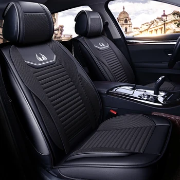 Full Coverage PU Leather car seat cover flax fiber auto seats covers for Clio tur duster koleos scenic dokker kangoo renault