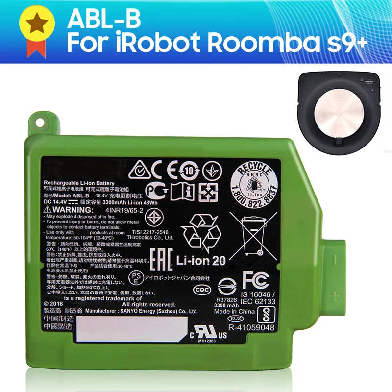 Original Replacement Battery ABL-B 3300mAh Sweeper For iRobot Roomba s9+ Authentic battery Sweeper battery 100%promise
Original Replacement Battery ABL-B 3300mAh Sweeper For iRobot Roomba s9+ Authentic battery Sweeper battery 100%promise