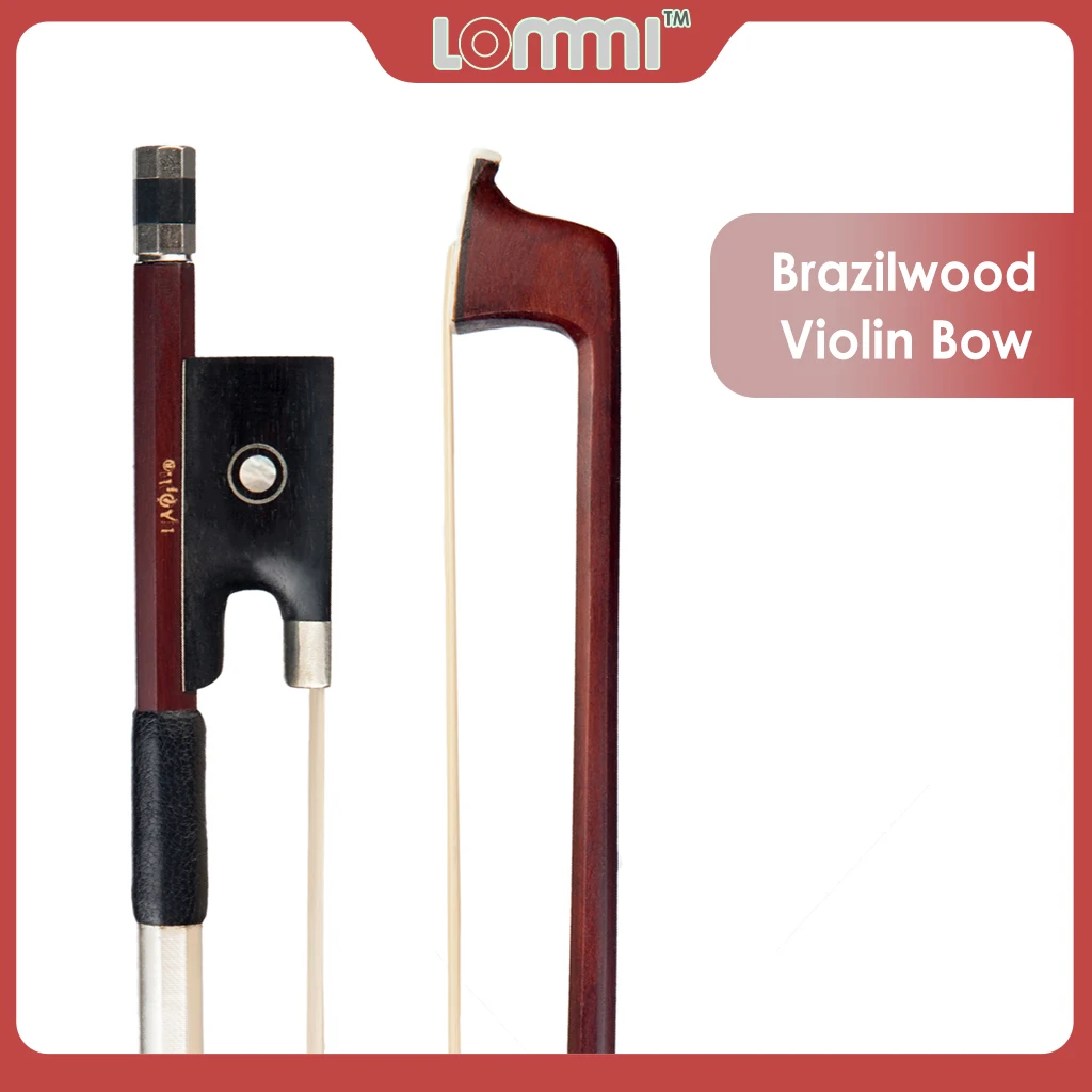 

LOMMI Violin Bows 4/4 Full Size Brazilwood Bow Crescent Balanced Bow White Horsehair Ebony Frog Gorgeous Wood And Craftsmanship