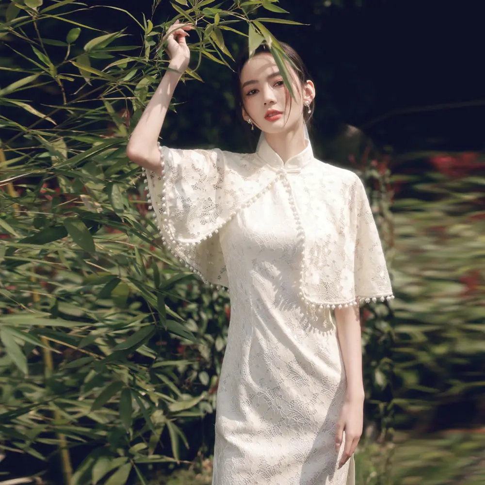 Chinese Style Splited Cheongsam Dress Lace Women Vintage Young Girl Improved Qipao Elegant High-end Sexy Retro Solid Color Dress
Chinese Style Splited Cheongsam Dress Lace Women Vintage Young Girl Improved Qipao Elegant High-end Sexy Retro Solid Color Dress