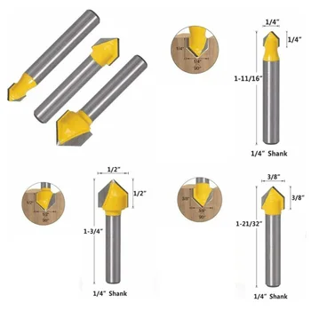 6Pcs Router Bits 1/4inch Shank Carbide 90 Degree V-Groove And Round Nose Groove Router Bit
6Pcs Router Bits 1/4inch Shank Carbide 90 Degree V-Groove And Round Nose Groove Router Bit