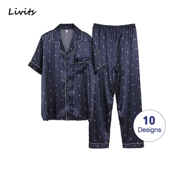 Men's Pajamas Sets Premium Satin Silk Pyjamas Nightwear Sleepwear Loungewear Short Sleeve Printed Casual For Male
Men's Pajamas Sets Premium Satin Silk Pyjamas Nightwear Sleepwear Loungewear Short Sleeve Printed Casual For Male