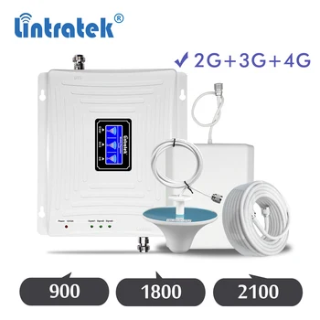 

Lintratek 900 1800 2100 Tri Band 2G 3G 4G Repeater GSM 900mhz DCS 1800mhz WCDMA 2100mhz cellular signal amplifier booster set dd