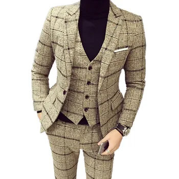 2020 Autumn Winter New Men's Suits Coat Pants Vest 3 Pieces Set / High End Plus Size Men's Plaid Casual Designer Dress Blazers
2020 Autumn Winter New Men's Suits Coat Pants Vest 3 Pieces Set / High End Plus Size Men's Plaid Casual Designer Dress Blazers