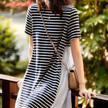 Runway Classic Stripe Print Stitching Contrast Color Short Sleeve Loose Loose Dress Women'S Clothing High Quality New Fashion
Runway Classic Stripe Print Stitching Contrast Color Short Sleeve Loose Loose Dress Women'S Clothing High Quality New Fashion