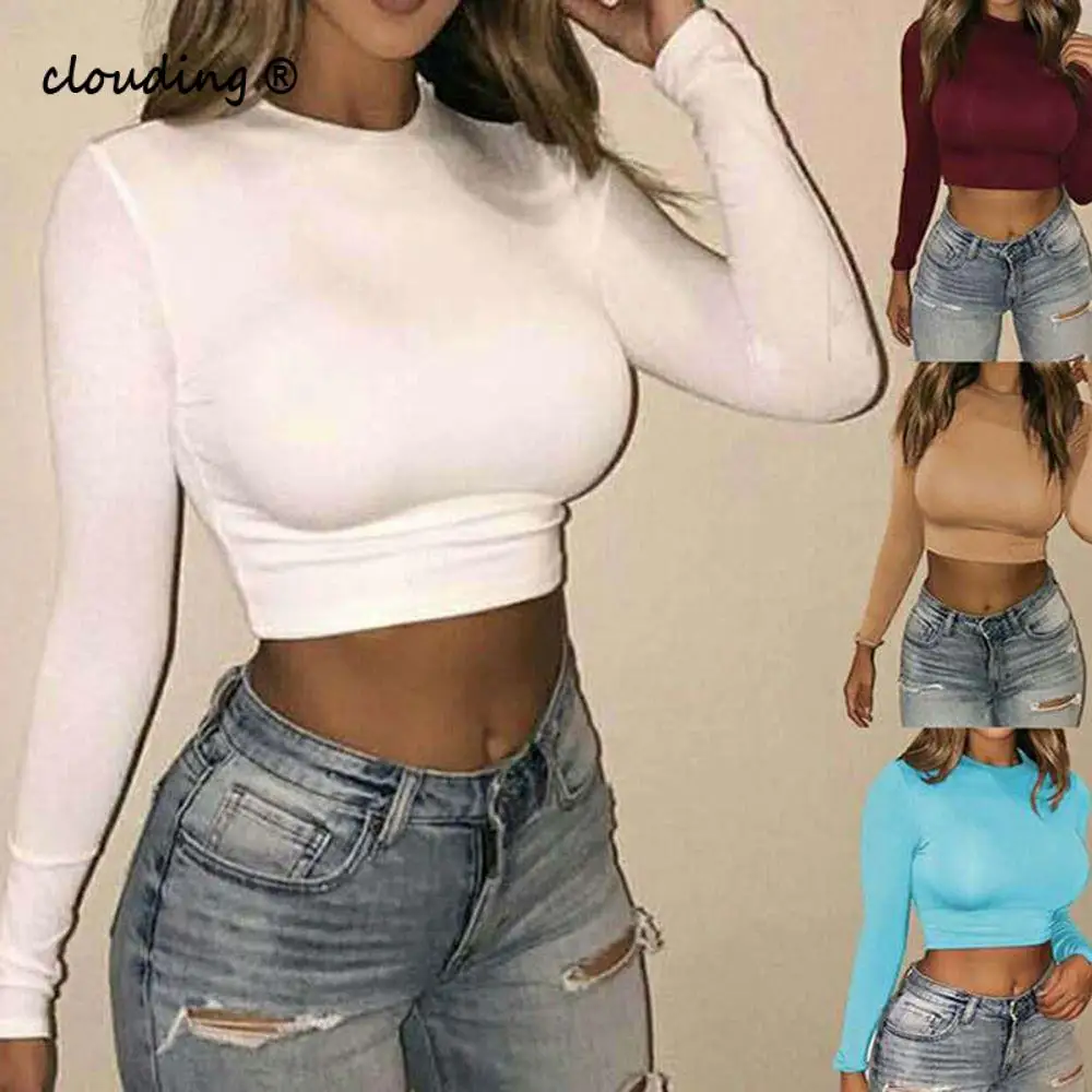 2020 Women T-Shirt Long Sleeve Crop Top Women T-Shirts Harajuku Korean Solid Sexy Clothes Turtleneck Basic Femme 2020
2020 Women T-Shirt Long Sleeve Crop Top Women T-Shirts Harajuku Korean Solid Sexy Clothes Turtleneck Basic Femme 2020