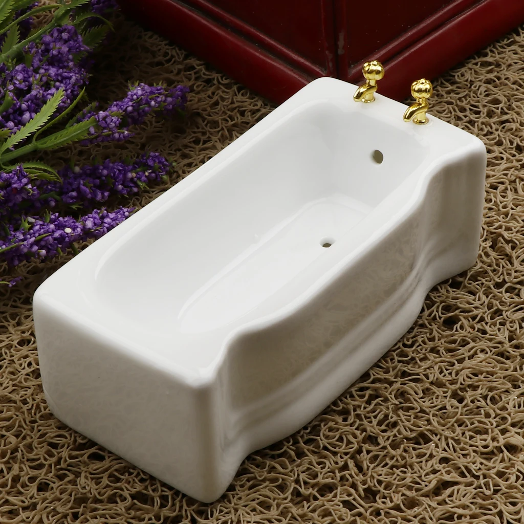 1/12 Dollhouse Miniature Bathtub Bath Supplies For Bathroom Decoration White 1/12 Dollhouse Miniature Bathtub Bath Supplies For Bathroom Decoration White