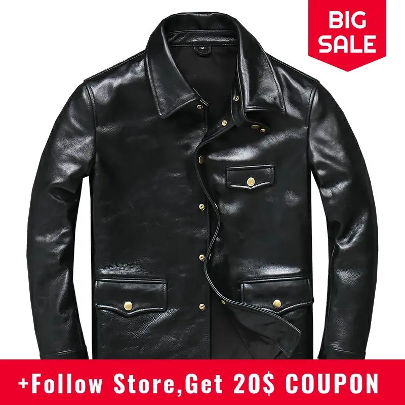 2020 Black American Style Brakeman Genuine Leather Jacket Men Plus Size 4XL Real Horsehide Autumn Slim Fit Natural Leather Coat
2020 Black American Style Brakeman Genuine Leather Jacket Men Plus Size 4XL Real Horsehide Autumn Slim Fit Natural Leather Coat