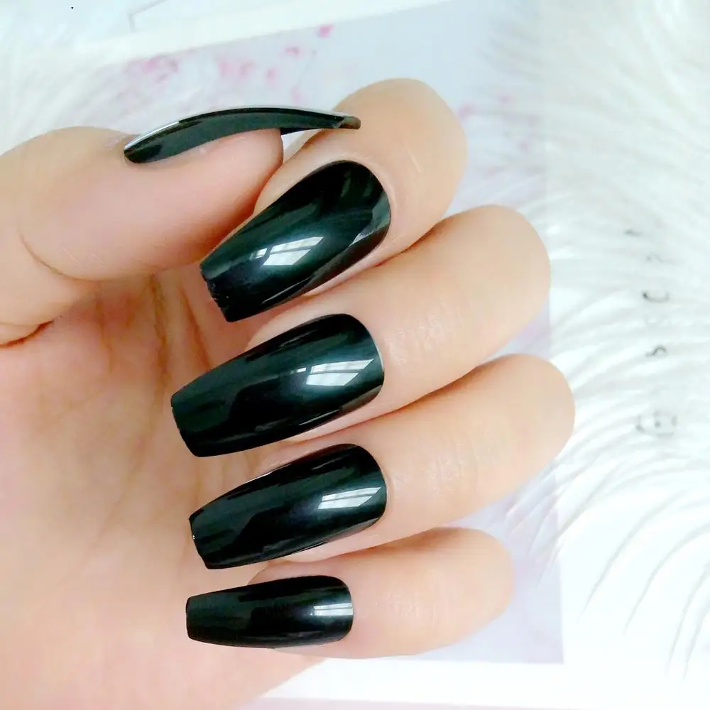Lady Fashion Artificial Fake Nails For Design Shiny Black Short Coffin False Fingernails Full Cover Tips Manicure Tool
Lady Fashion Artificial Fake Nails For Design Shiny Black Short Coffin False Fingernails Full Cover Tips Manicure Tool