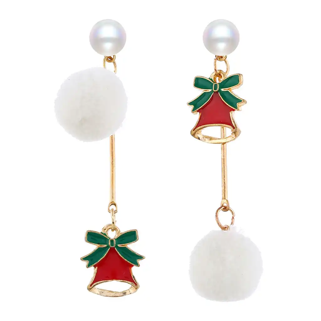 gloves plush ball long dangle earrings jewelry christmas gift