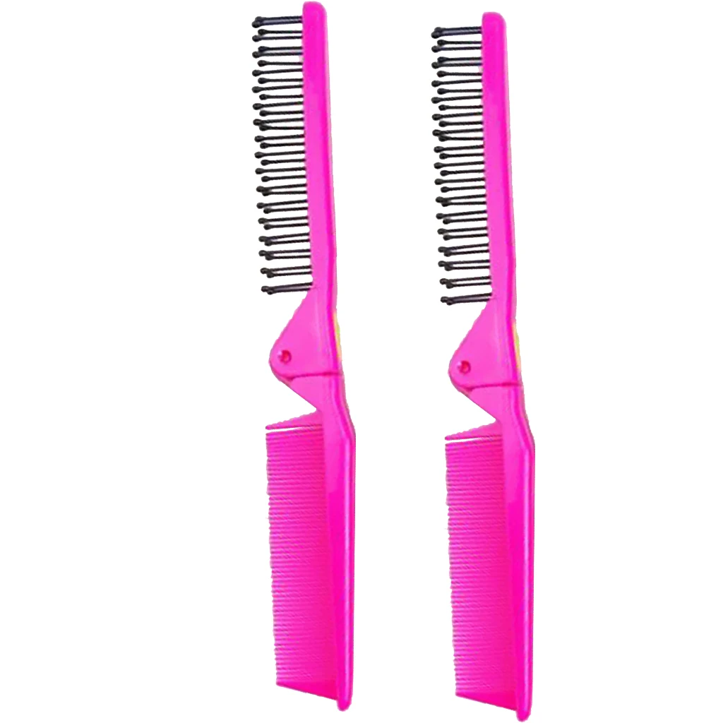 Foldable Travel Pocket Hair Comb & Brush, Pocket Comb Coarse/Fine for Men Women, Set of 2 Foldable Travel Pocket Hair Comb & Brush, Pocket Comb Coarse/Fine for Men Women, Set of 2