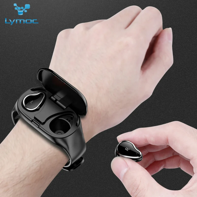 LYMOC Wireless Earbuds Smart Watch 2-in-1 Bluetooth Earphones TWS Wrist Band Pedometer Handsfree Sport Health Heart Rate Watches |