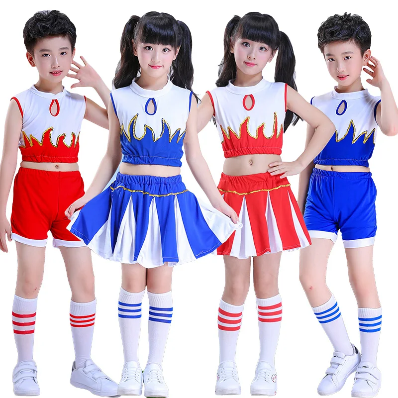 

Lolanta New Kids Girls Cheerleader Costume Outfit Children Boys Cheerleading Dress Uniform School Activity Match Pom-poms Socks