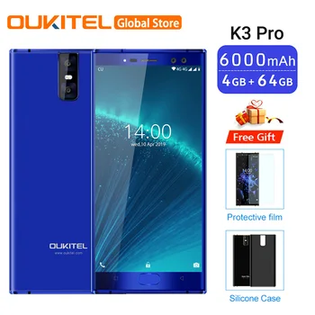 

OUKITEL K3 Pro 4GB+64GB Smartphone Android 9.0 Pie MT6763 Octa Core 5.5" FHD 6000mAh Face ID 9V/2A Flash Charge Mobile Phone