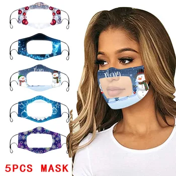 5PC Adult Chic Christmas Print Transparent Mask Expression Lip Visible Mouth Mask Dustproof Breathable Reusable Face Mask Masque
5PC Adult Chic Christmas Print Transparent Mask Expression Lip Visible Mouth Mask Dustproof Breathable Reusable Face Mask Masque