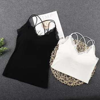 Women Lace V-Neck Underwear Tanks Bralette Padded Cross Straps Camis Tops Cotton Knitted Slim Intimates Top Hot Sale
Women Lace V-Neck Underwear Tanks Bralette Padded Cross Straps Camis Tops Cotton Knitted Slim Intimates Top Hot Sale