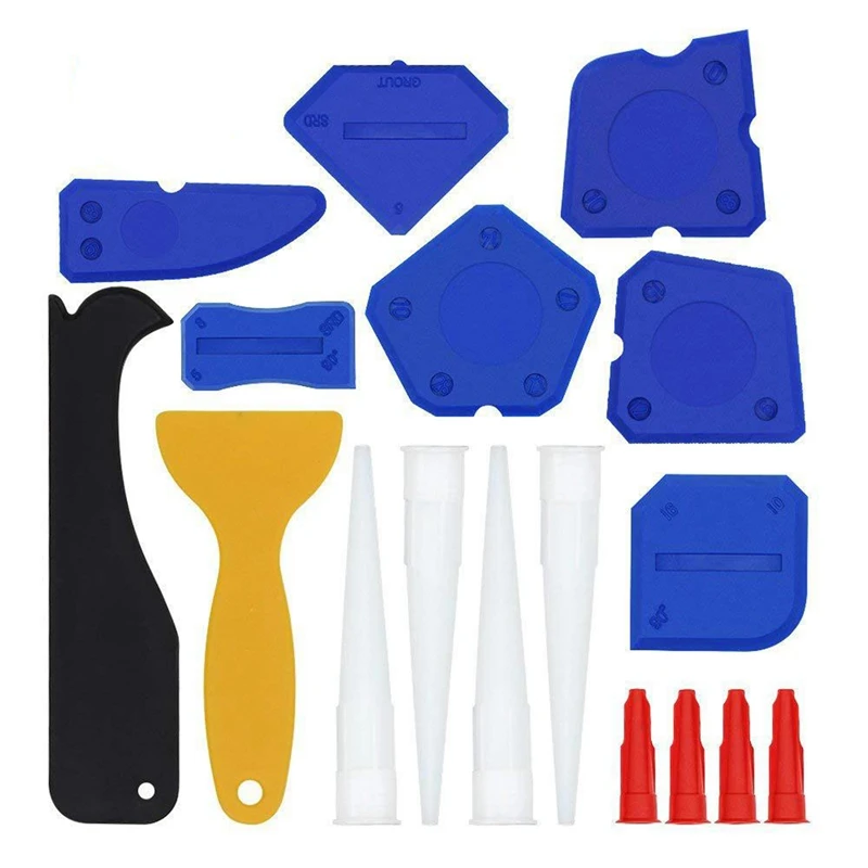 17 Pieces Caulking Tool Kit Silicone Sealant Finishing Tool Grout Scraper Caulk Remover And Caulk Nozzle And Caulk Caps(Blue)
17 Pieces Caulking Tool Kit Silicone Sealant Finishing Tool Grout Scraper Caulk Remover And Caulk Nozzle And Caulk Caps(Blue)