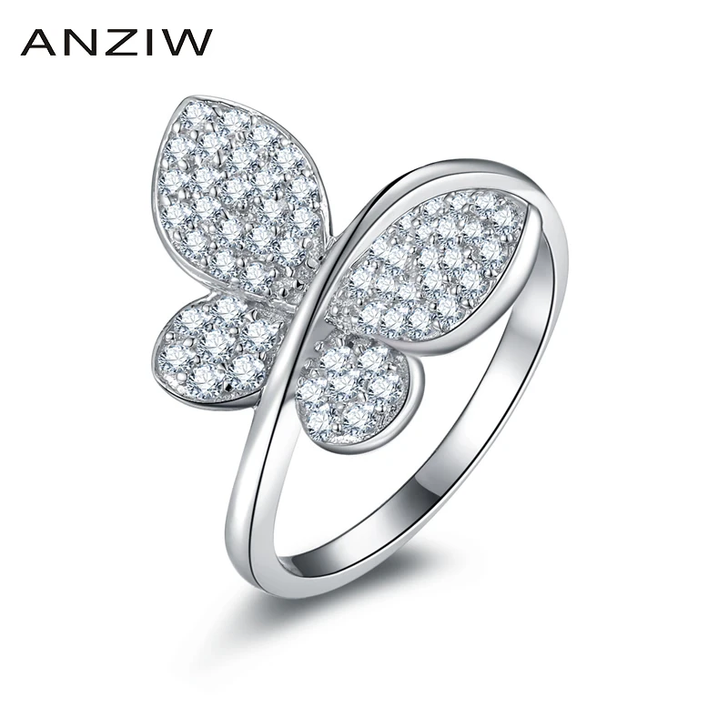 ANZIW 925 стерлингового серебра обручальные кольца юбилей с изображением милой