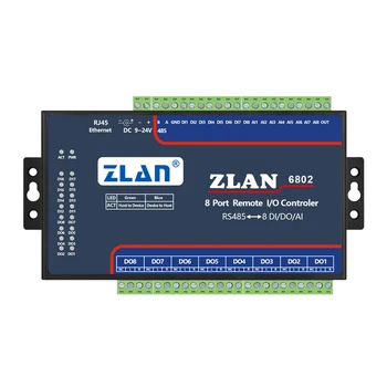 ZLAN6802 RS485 8 channels DI AI DO RS485 Modbus I/O module RTU data collector remote controller board module
ZLAN6802 RS485 8 channels DI AI DO RS485 Modbus I/O module RTU data collector remote controller board module