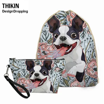 THIKIN 2PCS Boston Terrier Floral Pattern Ladies Drawstring Bags Makeup Suitcase for Women Travel Backpack Children Mochila
THIKIN 2PCS Boston Terrier Floral Pattern Ladies Drawstring Bags Makeup Suitcase for Women Travel Backpack Children Mochila