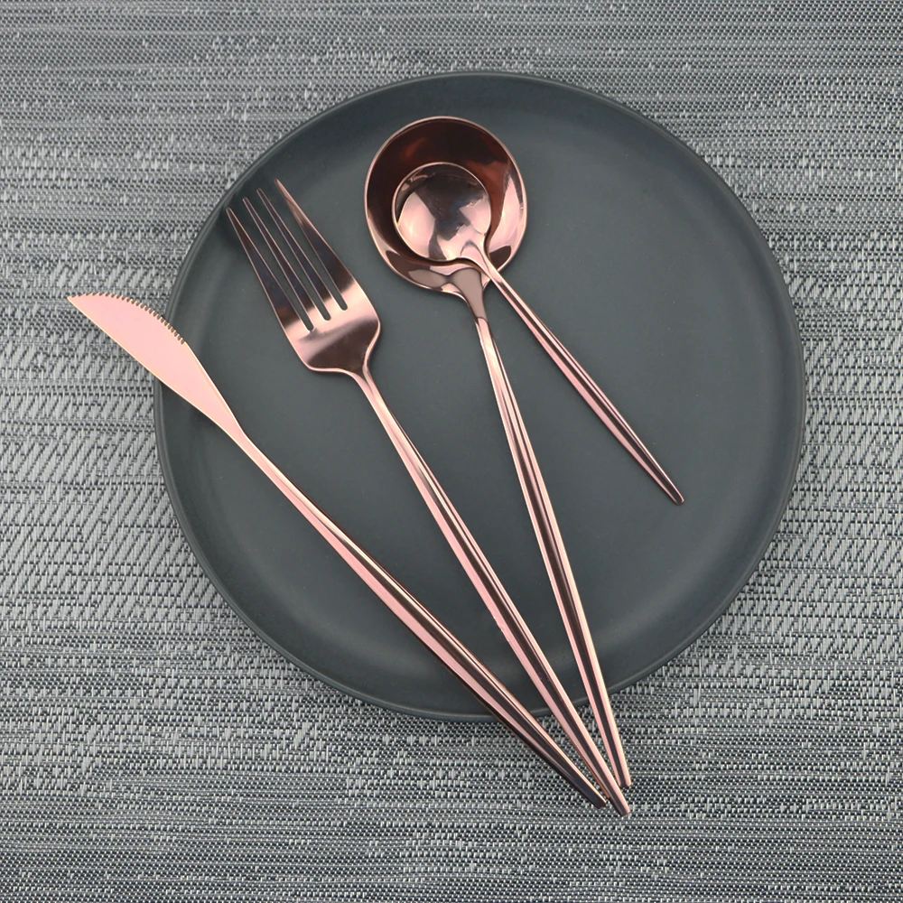 Portable Takeaway Shiny Gold Travel Cutlery Set - Knife, Fork & Spoon Flatware