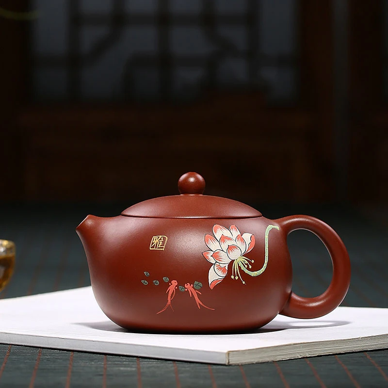 Raw Ore Shimizu Mud Yixing Teapot Pure Hand Handmade Colourful Mud Painted Lotus Xi Shi Pot Purple Clay 188 Ball Hole 260ml
Raw Ore Shimizu Mud Yixing Teapot Pure Hand Handmade Colourful Mud Painted Lotus Xi Shi Pot Purple Clay 188 Ball Hole 260ml
