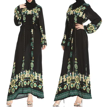Lady Muslim Women Black Printing Loose Long Sleeve Round Neck Festival Dress
Lady Muslim Women Black Printing Loose Long Sleeve Round Neck Festival Dress