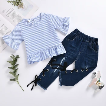 HIPAC 2PCS Girls Boutique Outfits Clothing Sets Toddler Kids Baby Girl Ruffle Tops Denim Pants Jeans Clothes Suit for Children
HIPAC 2PCS Girls Boutique Outfits Clothing Sets Toddler Kids Baby Girl Ruffle Tops Denim Pants Jeans Clothes Suit for Children
