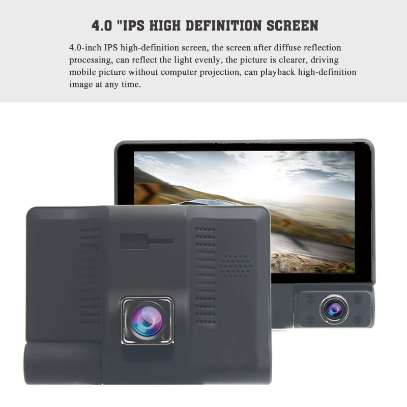 4'' Car Dash Cam Touch Screen Front Rear Inside Night Vision Camera G-sensor Three-lens Driving Recorder With Car Charger
4'' Car Dash Cam Touch Screen Front Rear Inside Night Vision Camera G-sensor Three-lens Driving Recorder With Car Charger