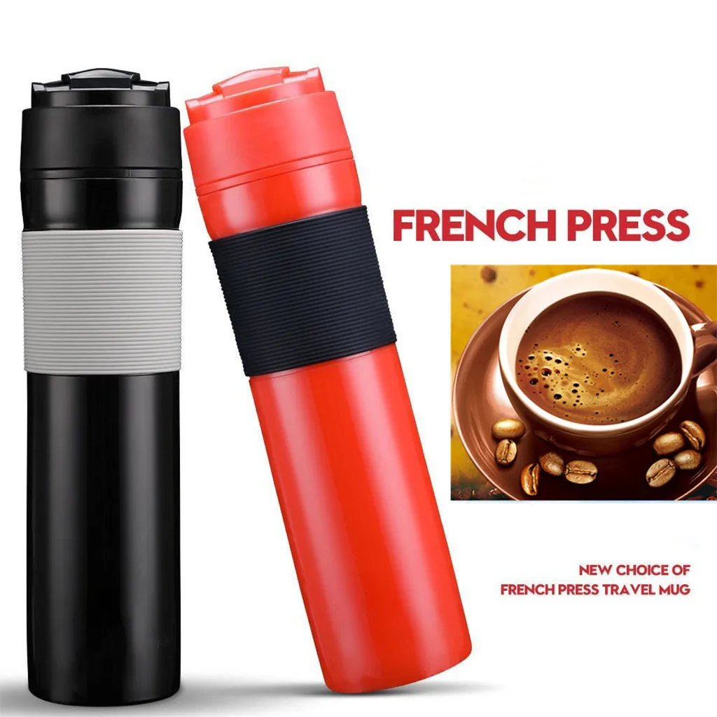 

High Quality Portable French Press Coffee Maker Travel Mug Manual Patent Plunger Coffee Pots Coffeeware Kitchen Tool 2020 New