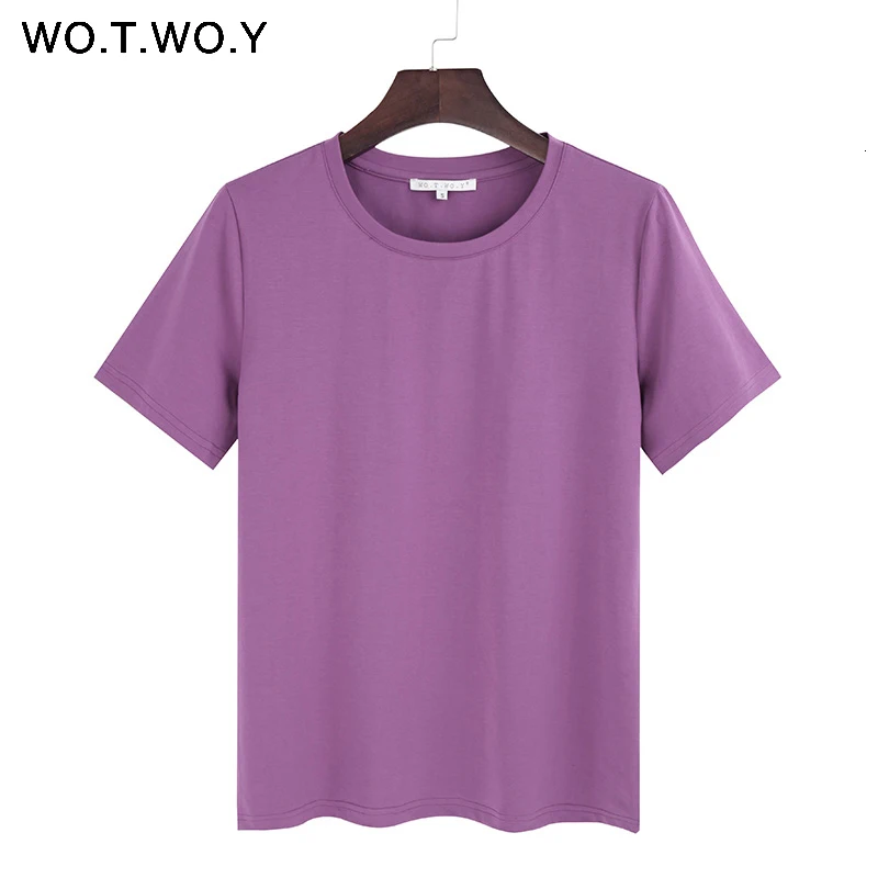 2018 Summer Cotton T Shirt Women Loose Style Solid Tee Shirt Female Short Sleeve Top Tees O-Neck T-shirt Women