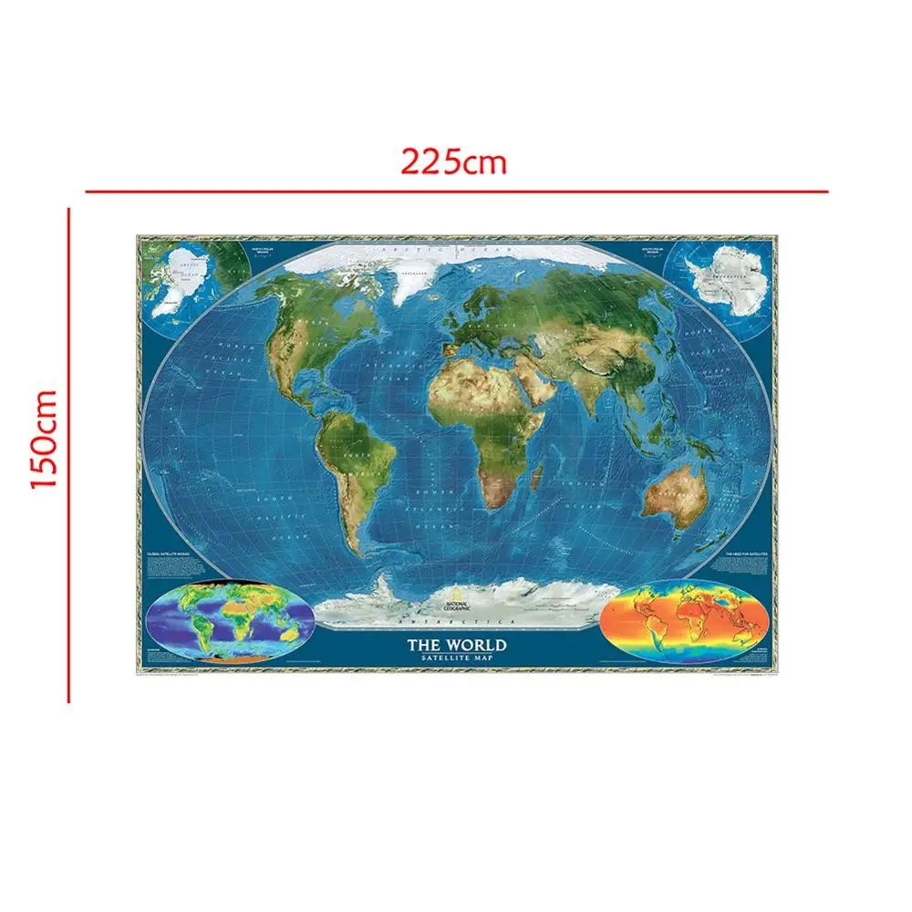 Satellite Map of The World Foldable Non-woven World Map With Biosphere And Surface Temperature 150x225cm
Satellite Map of The World Foldable Non-woven World Map With Biosphere And Surface Temperature 150x225cm