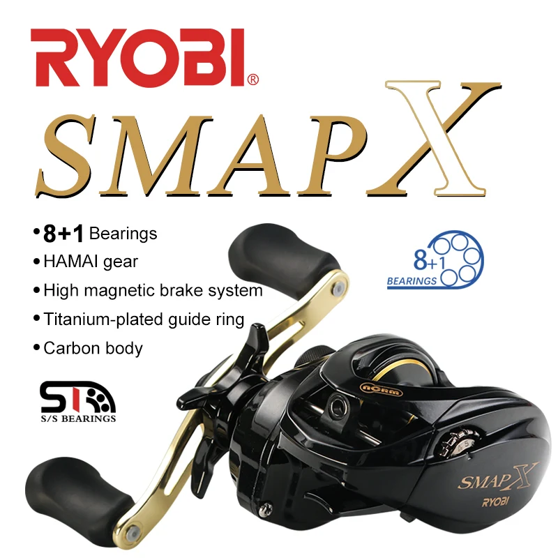 Оригинальные Рыболовные катушки для заброса приманки RYOBI SMAP X 8 + 1BB 6 4: 1 задний