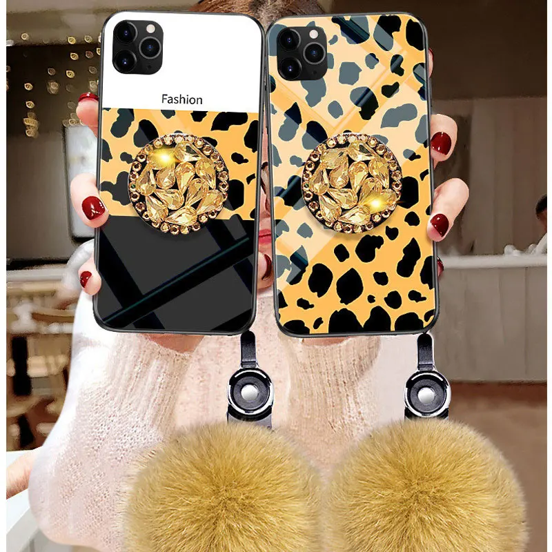 Leopard Pattern Fur Ball Wrist Strap Case For iPhone 11 11 Pro 11 Pro Max XR XS Max 6s 7 8 Plus Women Glass Cover Diamond Stand
Leopard Pattern Fur Ball Wrist Strap Case For iPhone 11 11 Pro 11 Pro Max XR XS Max 6s 7 8 Plus Women Glass Cover Diamond Stand
