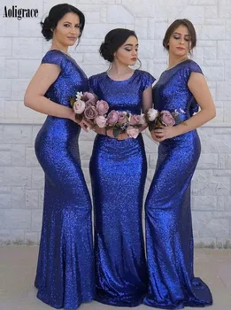 New Sequined Blue Long Bridesmaid Dresses Jewel Neck Sweep Train Sparkly Country Wedding Guest Gowns Cheap Maid Of Honor Dresses
New Sequined Blue Long Bridesmaid Dresses Jewel Neck Sweep Train Sparkly Country Wedding Guest Gowns Cheap Maid Of Honor Dresses