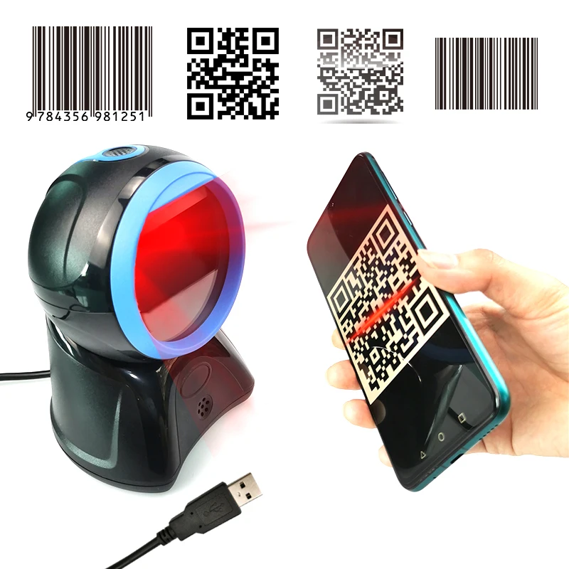 Barcode Scanner USB Desktop omnidirectional barcode scanner image high speed portable scanner 1D/2D QR barcode reader platform
Barcode Scanner USB Desktop omnidirectional barcode scanner image high speed portable scanner 1D/2D QR barcode reader platform