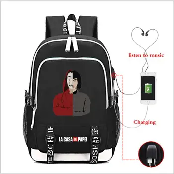 La Casa De Papel Oxford Backpack USB Charging school bag Paper House music mochila Backpack travel bag laptop knapsack
La Casa De Papel Oxford Backpack USB Charging school bag Paper House music mochila Backpack travel bag laptop knapsack