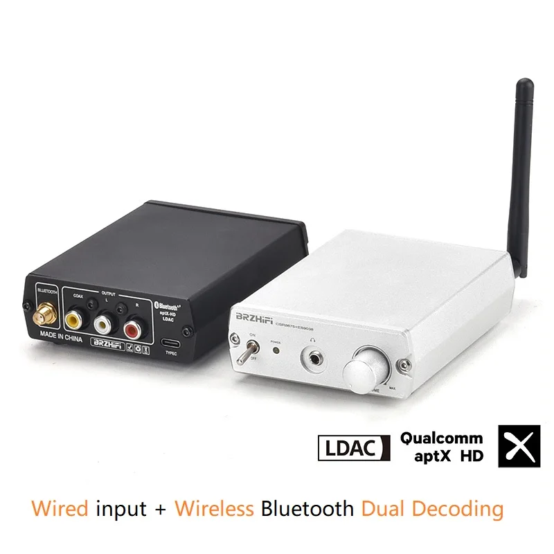 Lossless HIFI CSR8675 APTX HD LDAC Bluetooth 5.0 Wireless Receiver Adapter ES9038Q2M DAC Decoding 24BIT 96KHZ 3.5M RCA Coaxial |