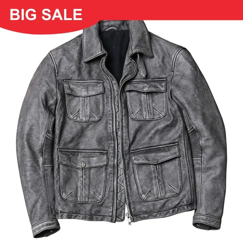 2020 Vintage Grey Men M65 Leather Jacket Large Size 5XL Genuine Cowhide Spring Slim Fit Casual Leather Coat FREE SHIPPING
2020 Vintage Grey Men M65 Leather Jacket Large Size 5XL Genuine Cowhide Spring Slim Fit Casual Leather Coat FREE SHIPPING