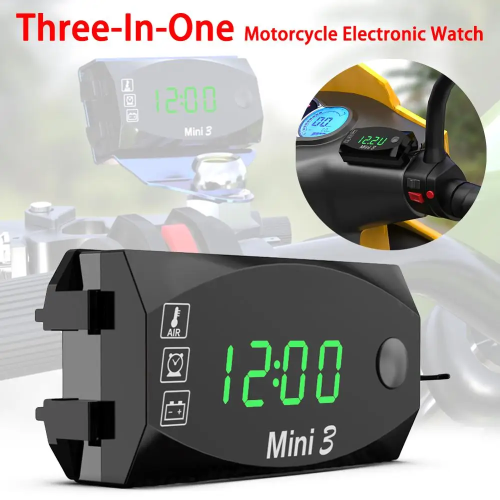 Digital Display Universal Motorcycle Electronic Clock Thermometer Voltmeter Three-In-One Dust-proof IP67 Waterproof LED Watch
Digital Display Universal Motorcycle Electronic Clock Thermometer Voltmeter Three-In-One Dust-proof IP67 Waterproof LED Watch