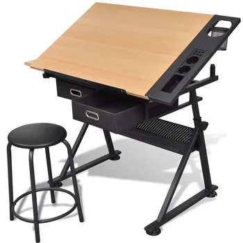 Two Drawers Tiltable Tabletop Drawing Table for Drawing Oil Paints Sketch Painting Table for Artist Art Supplies with Stool
Two Drawers Tiltable Tabletop Drawing Table for Drawing Oil Paints Sketch Painting Table for Artist Art Supplies with Stool