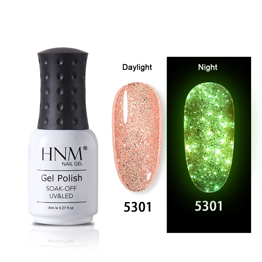 Светящийся флуоресцентный розовый золотистый Гель лак HNM 8 мл для ногтей светится