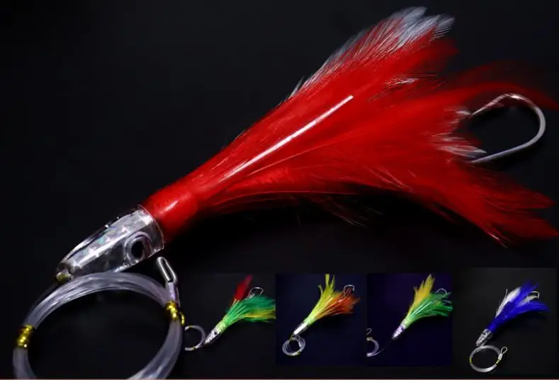 Octopus Skirts Trolling Lures Saltwater Tuna Skirt with Stainess Steel Hook Swivel Rigged Big Game Lure 17CM/50g | Спорт и