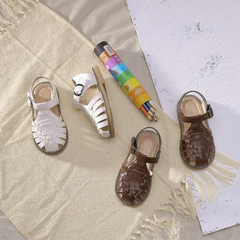 Children Summer Sandals Casual Roman Flat Sandals Pure Color Kids Boys Leather Woven Beach Shoes Covered-toes SGF059
Children Summer Sandals Casual Roman Flat Sandals Pure Color Kids Boys Leather Woven Beach Shoes Covered-toes SGF059