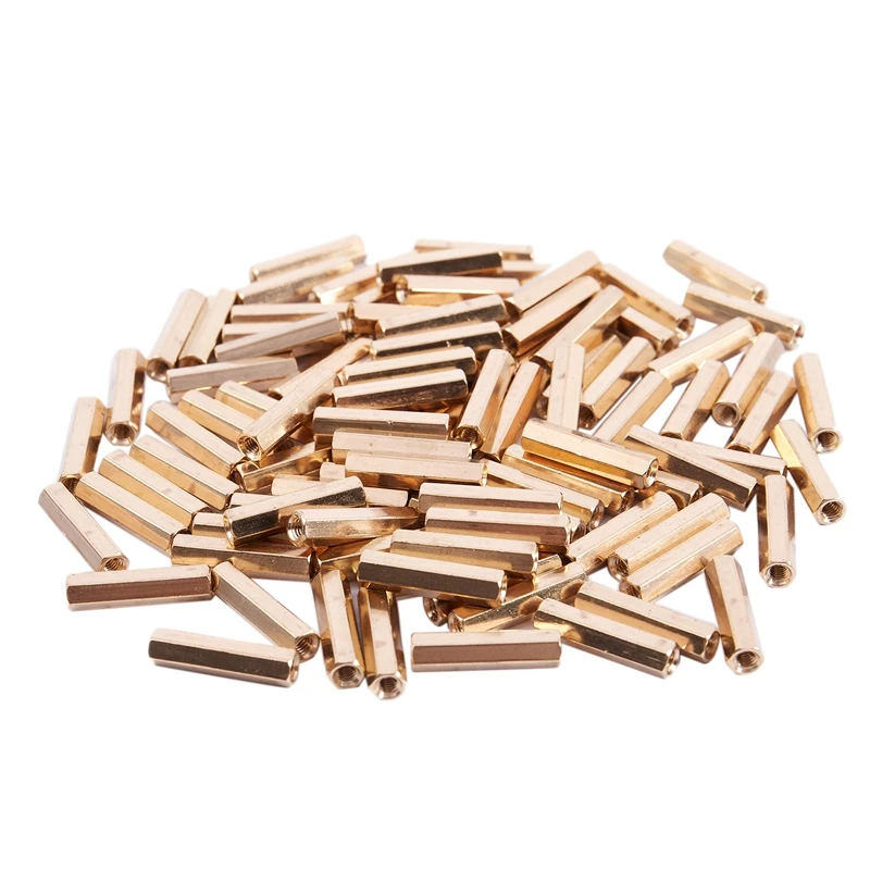 100pcs M3 x 20 mm Female Thread Brass Hexagonal Standoff Spacer