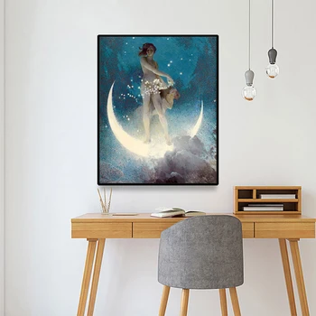 Home Decoration Canvas Painting Wall Artwork Print Abstract Girl Moon Modular Pictures Nordic Style Poster Frame For Living Room 
Home Decoration Canvas Painting Wall Artwork Print Abstract Girl Moon Modular Pictures Nordic Style Poster Frame For Living Room