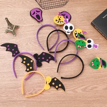 1PCS Cabelo Hoop Headband do Horror do Dia Das Bruxas Abóbora Fantasma Crânio Padrão Bat Halloween Adereços Partido Faixa de Cabelo Headband para Crianças(China)