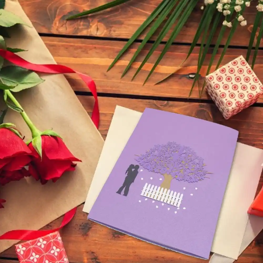 paper origami greeting card vase pop up cut crafts diy 3d gift